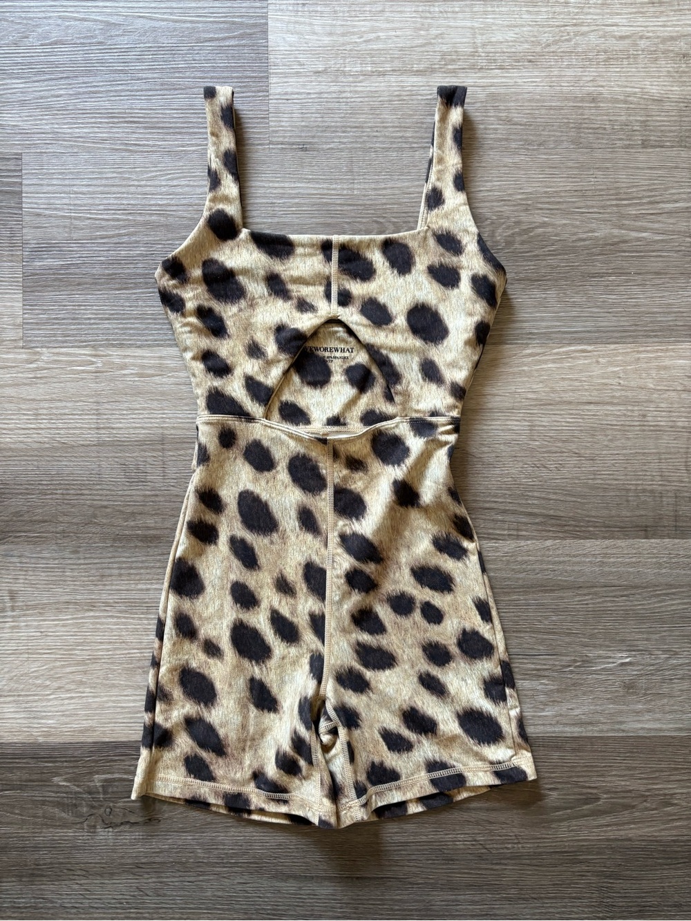 WeWoreWhat Cutout Active Romper Leopard Print Size XS Bodysuit Jumpsuit Shorts